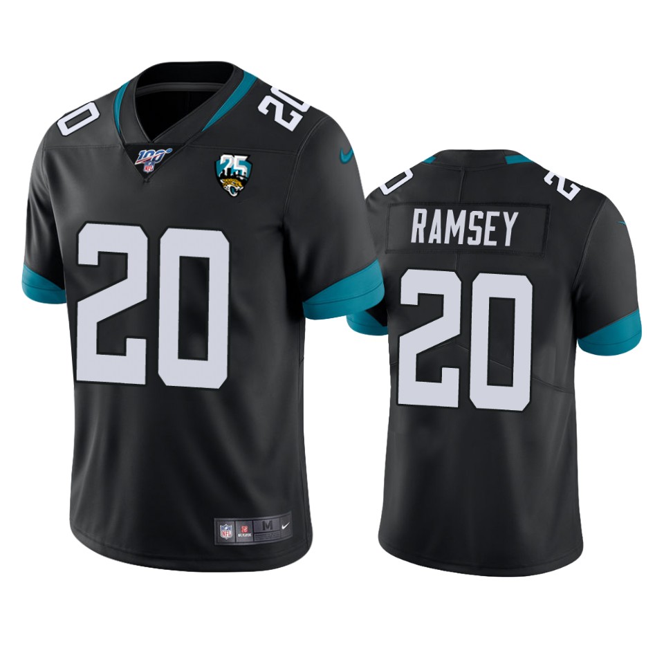 Men Nike Jacksonville Jaguars  #20 Jalen Ramsey Black 25th Anniversary Vapor Limited Stitched NFL 100th Season Jersey